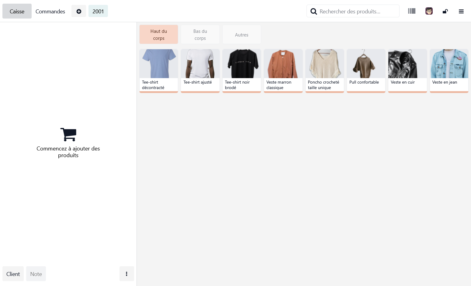 Navigation par catégories de produits Odoo Point de Vente