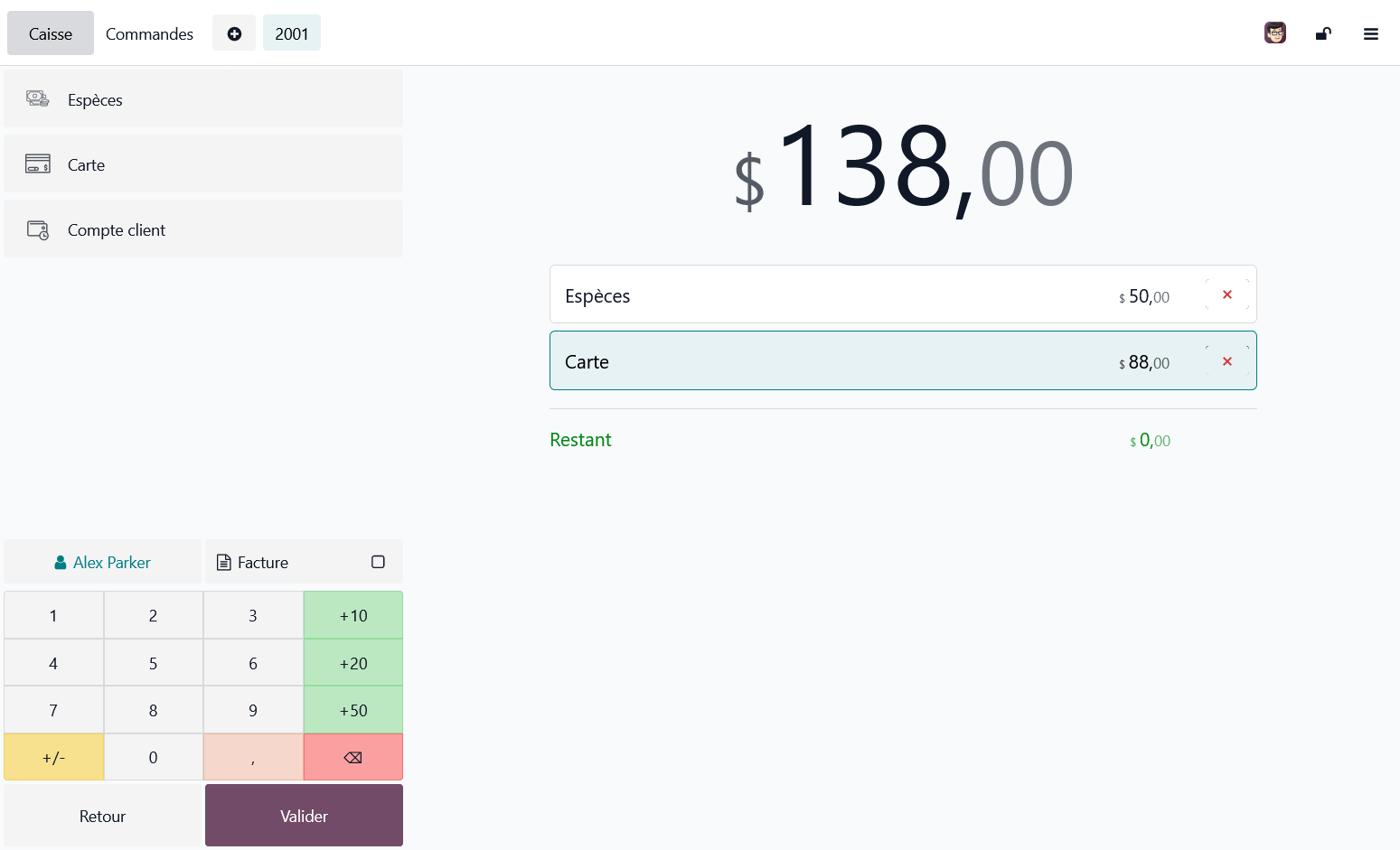 Interface de paiement multi-modes Odoo Point de Vente