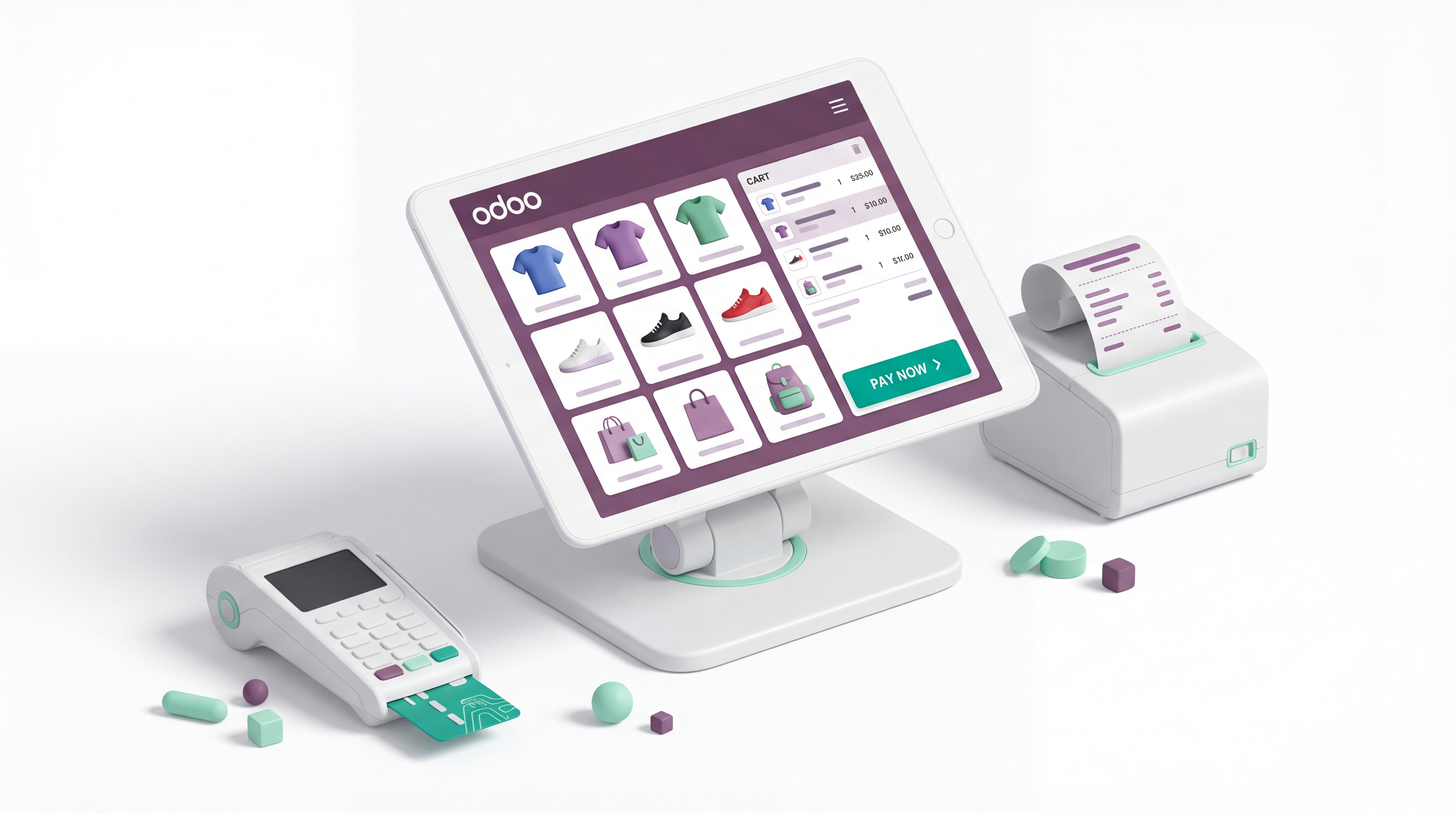 Solution Odoo Point de Vente — caisse enregistreuse sur tablette avec terminal de paiement